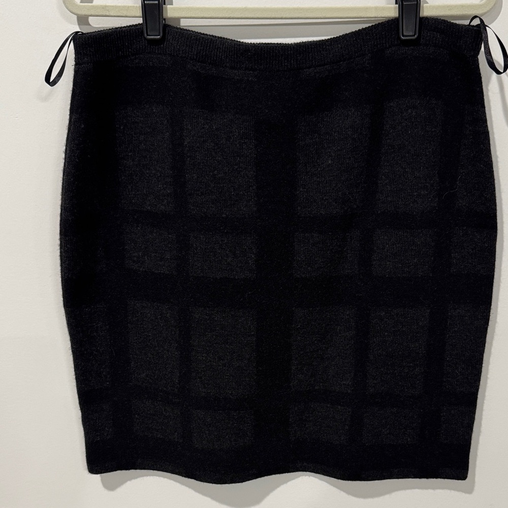 Eileen Fisher Black Checkered Mini Skirt